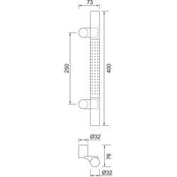 greenteQ uksekäepide TG14.ER.GS 400/250/76 peen matt ja poleeritud sh.BA 15.EU H/K/A 1x45mm,1x20mm toote foto BIGSKZ L