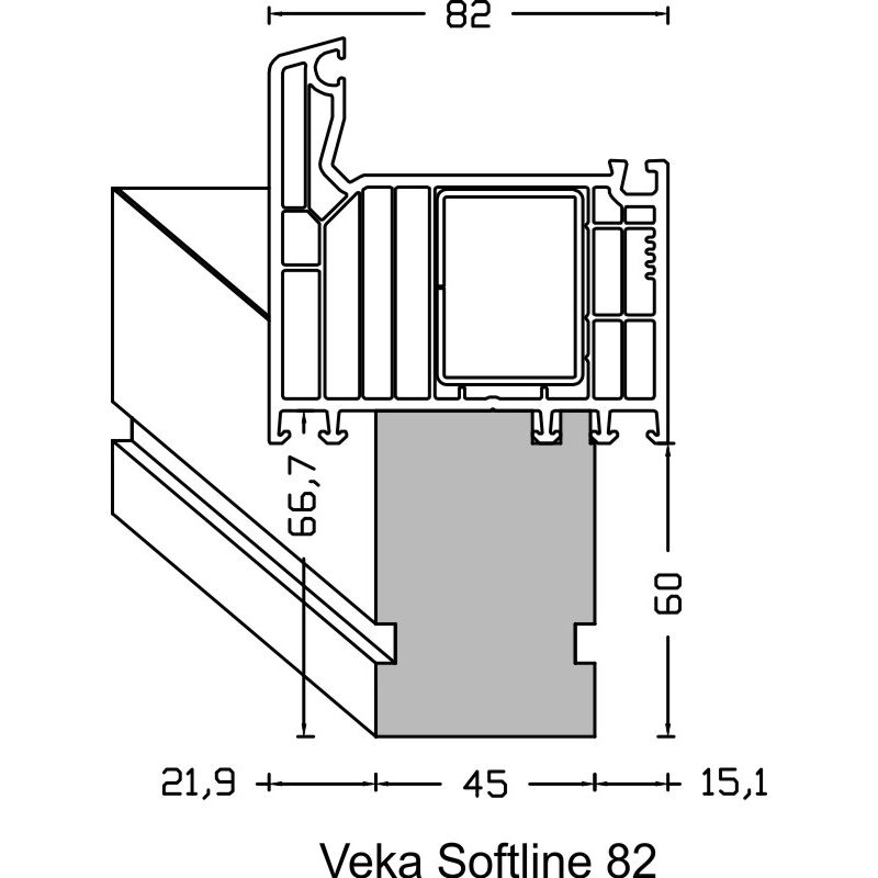 greenteQ Profilé d'isolation de l'appui de fenêtre pour ITE à haute isolation 0,84 Uwert, 2350 x 45 x 60 mm, adapté à Veka Softline 82 photo du produit BIGANW L