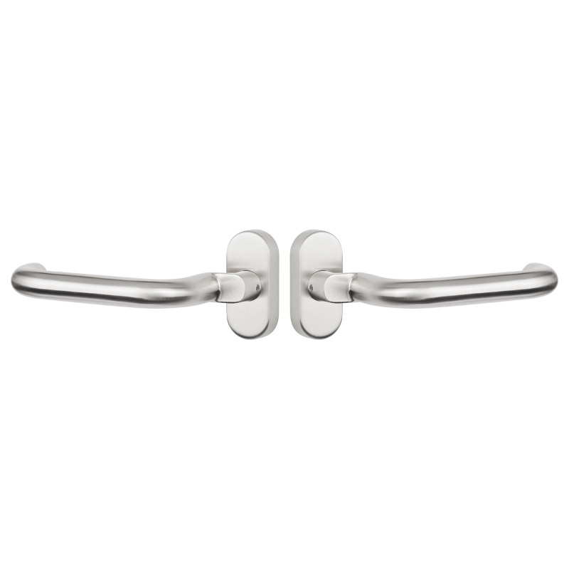 greenteQ paire de béquilles DG60H.A.FS.AP.ER.ORS acier inoxydable fin mat, TS 69-85 mm tige carrée 9 mm, utilisable des deux côtés photo du produit BIGPIC L