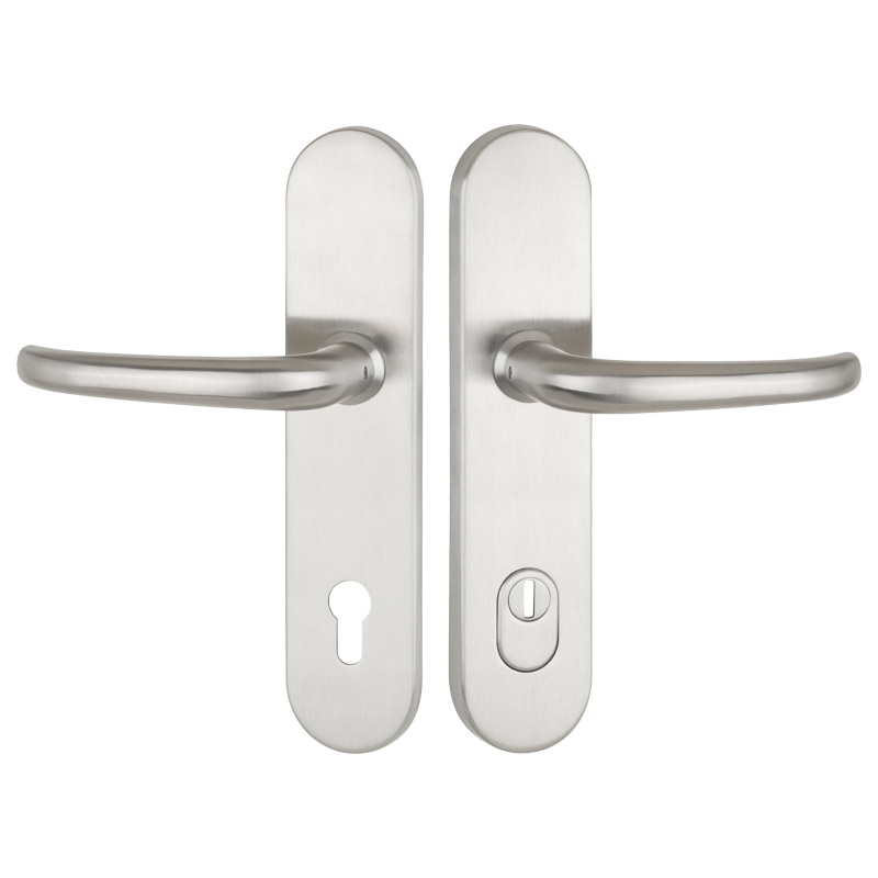 greenteQ garniture de protection pour porte d'entrée DG65.S216.ZA.ER.NS acier inoxydable fin mat, distance 92 mm PZ, tige carrée 8/10 mm épaisseur de photo du produit BIGPIC L