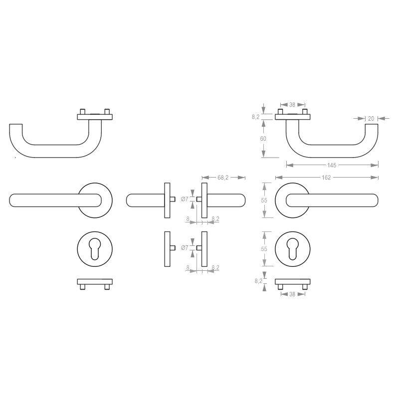 Garniture de porte DG 60H.ER.RS cat.4 greenteQ product photo BIGSKZ L
