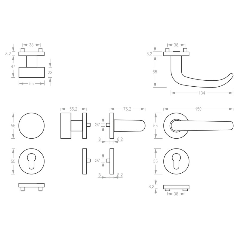 Garniture de porte DG 64H.ER.RSW cat.4 greenteQ product photo BIGSKZ L