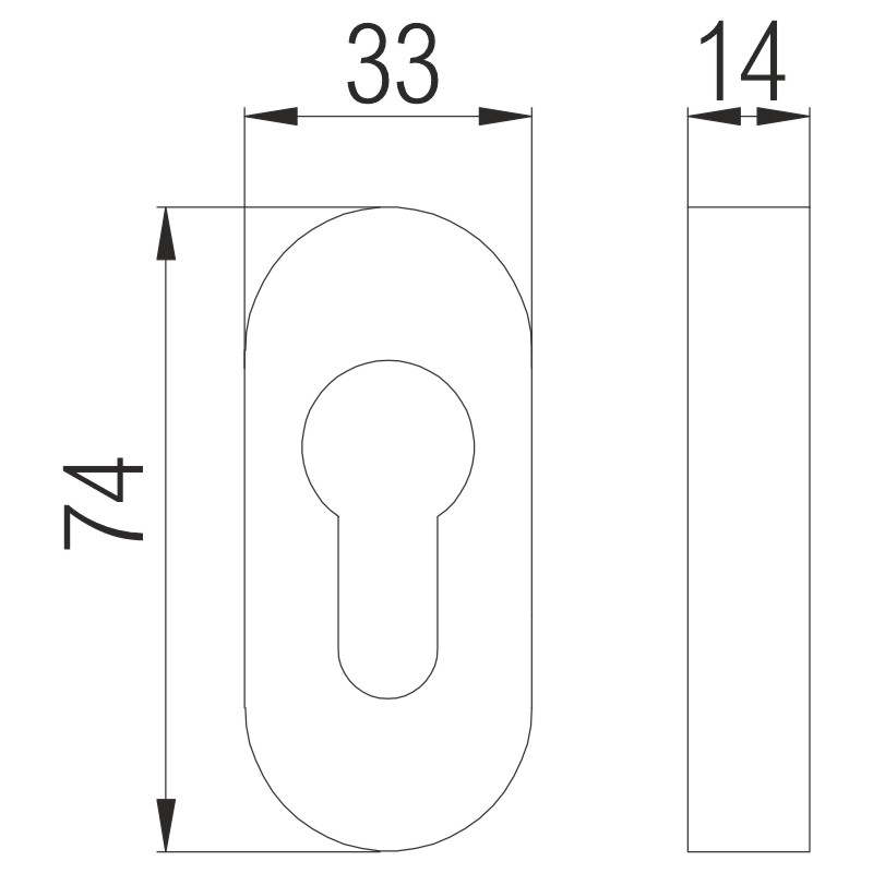 greenteQ rosace de clé PZ.ER acier inoxydable fin mat, ovale 14 mm product photo BIGSKZ L