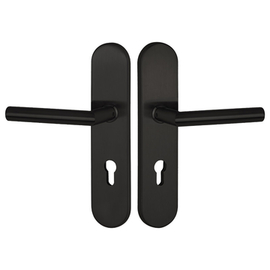 greenteQ garniture de poignée de protection pour porte d'entrée d'appartement DG61.S216.ER.RAL9005.NS acier inoxydable revêtu noir mat RAL9005, distan photo du produit