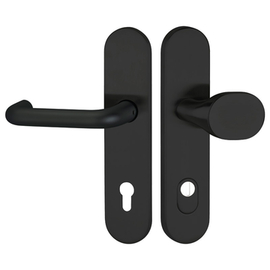 greenteQ garniture de protection pour porte d'entrée DG60.S216.ZA.ER.RAL9005.NSWK acier inoxydable revêtu noir mat RAL9005, distance 92 mm PZ, tige ca photo du produit