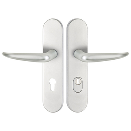 greenteQ garniture de protection pour porte d'entrée d'appartement DG65.S216.ZA.AL.F1.NS aluminium couleur argent, distance 72 mm PZ, tige carrée 8 mm product photo