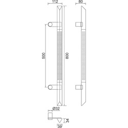 greenteQ poignée de porte TG15.ER.GS 800/500/80 fin mat et poli incl.BA 15.EU H/K/A 2x45mm photo du produit BIGSKZ L