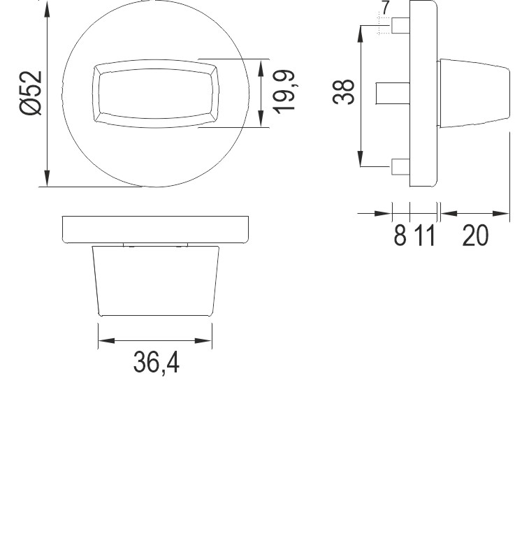 greenteQ okretni gumb na okrugloj rozeti ER.RAL9005 nehrđajući čelik, crni mat RAL9005, s izmjenjivim klinom 8x60 mm, sa 7 mm ekscentrom Slika proizvoda BIGSKZ L