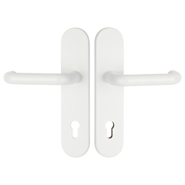 greenteQ komplet ručki za zaštitu kućnih vrata DG60.S216.AL.RAL9016.NS aluminij obložen bijelim mat RAL9016, razmak 92 mm PZ, četvrtasti klin 8/10 mm Slika proizvoda