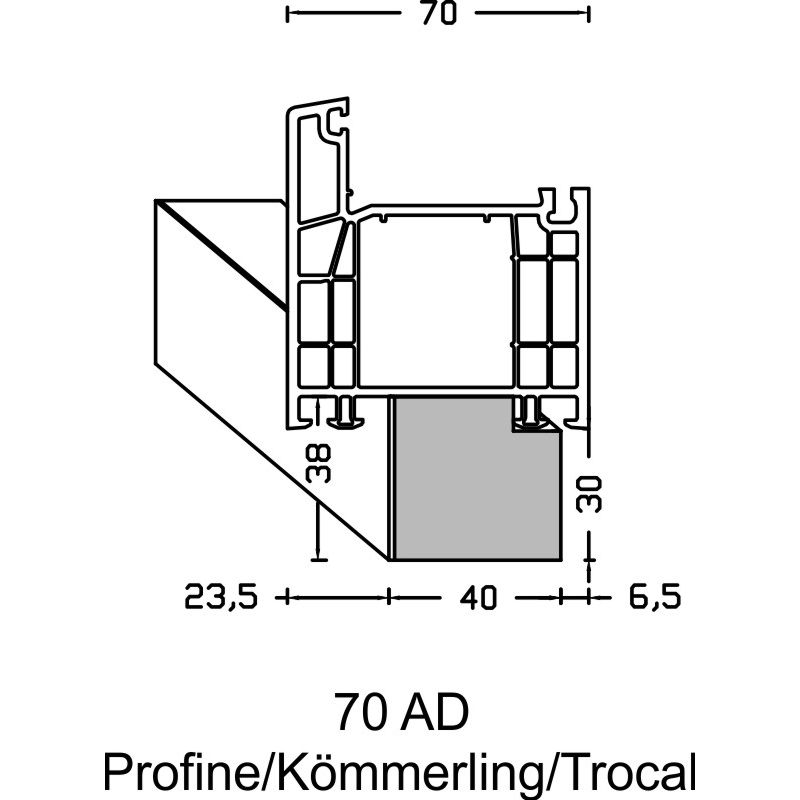 greenteQ Ablakpárkány csatlakozó szigetelőprofil, magas hőszigetelő képességű 0,95 U-értékkel, 2350 x 40 x 30 mm, 1 mm PVC fehér az egyik oldalon, Pro termékfotó BIGANW L