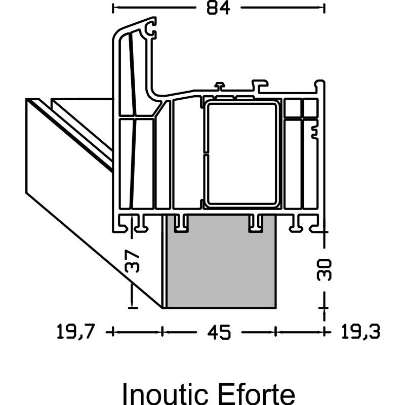 greenteQ Ablakpárkány csatlakozó szigetelőprofil, magas hőszigetelő 0,84 U-értékkel, 2350 x 45 x 30 mm, 1 mm PVC fehér az egyik oldalon, Inoutic Efort termékfotó BIGANW L