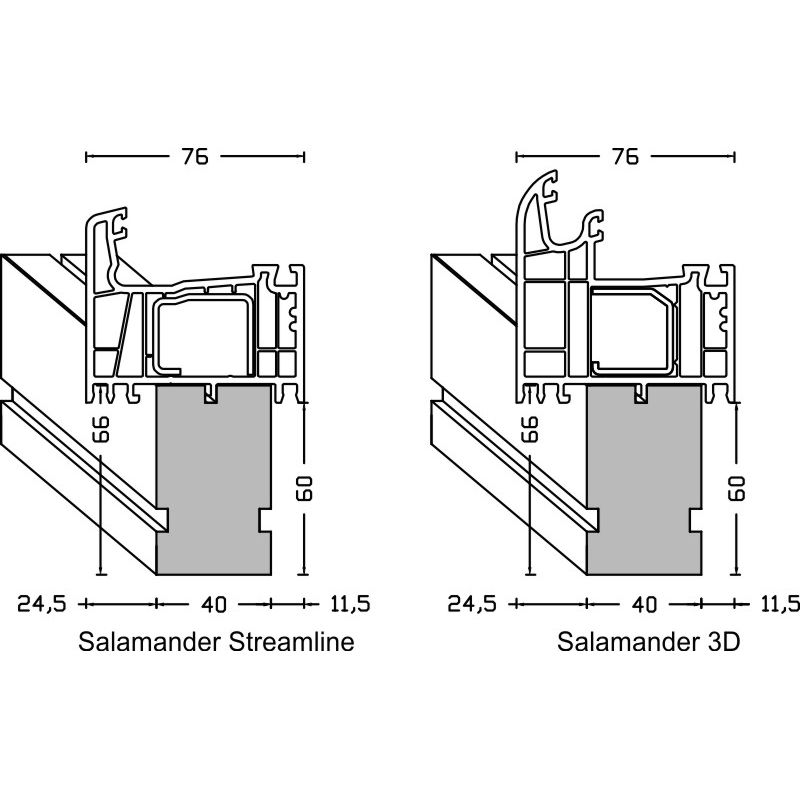 greenteQ Ablakpárkány csatlakozó szigetelőprofil ETICS-hez magas hőszigetelő 0,95 U-értékkel, 2350 x 40 x 60 mm, alkalmas Salamander Streamline / 3D-h termékfotó BIGANW L