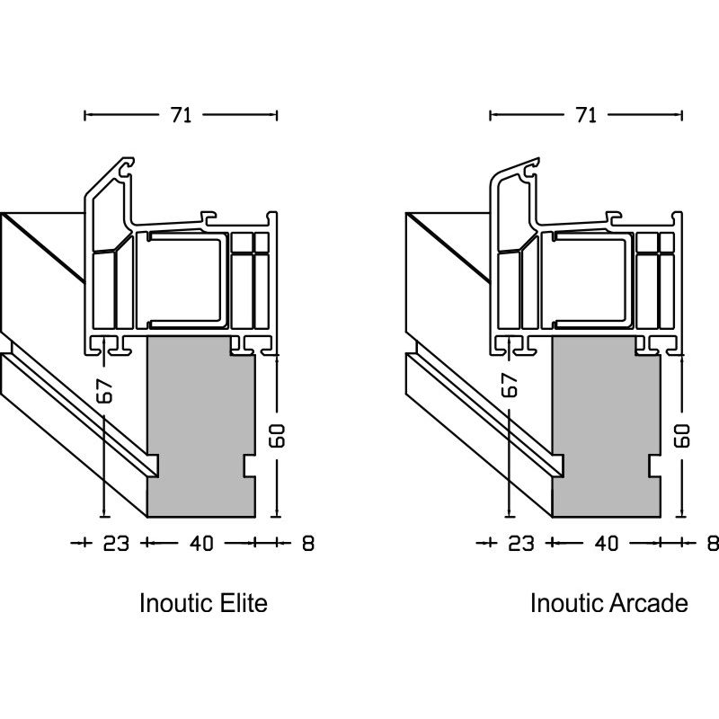 greenteQ Ablakpárkány csatlakozó szigetelőprofil ETICS-hez, magas hőszigetelő képességű 0,95 U-értékkel, 2350 x 40 x 60 mm, alkalmas Inoutic Elite / A termékfotó BIGANW L