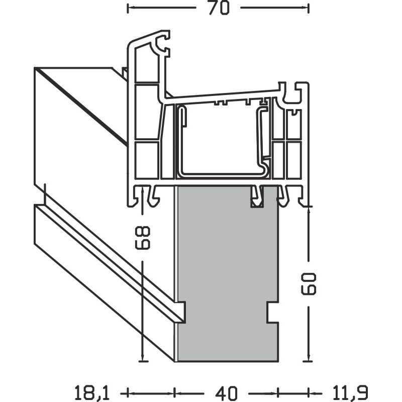 greenteQ Ablakpárkány csatlakozó szigetelőprofil ETICS-hez magas hőszigetelő 0,95 U-érték, 2350 x 40 x 60 mm, 1 mm PVC fehér az egyik oldalon, alkalma termékfotó BIGANW L