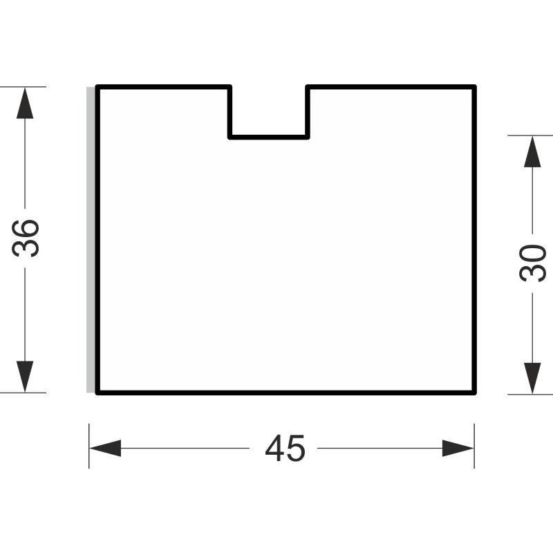 greenteQ Ablakpárkány csatlakozó szigetelőprofil, magas hőszigetelő 0,95 U-érték, 2350 x 45 x 30 mm, 1 mm PVC fehér az egyik oldalon, alkalmas Salaman termékfotó BIGSKZ L