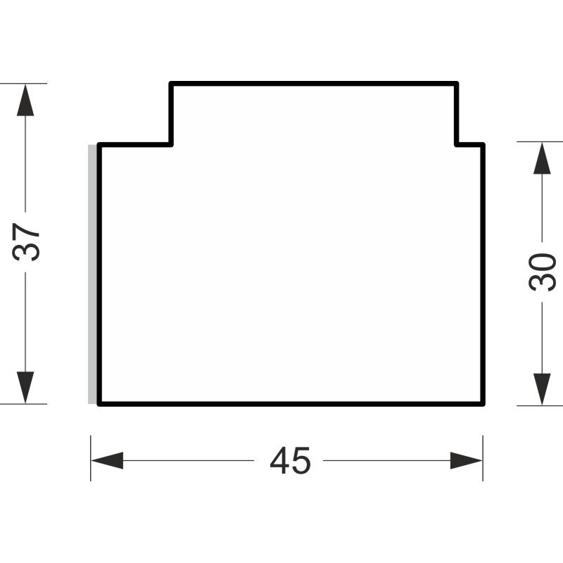 greenteQ Ablakpárkány csatlakozó szigetelőprofil, magas hőszigetelő 0,84 U-értékkel, 2350 x 45 x 30 mm, 1 mm PVC fehér az egyik oldalon, Schüco Corona termékfotó BIGSKZ L