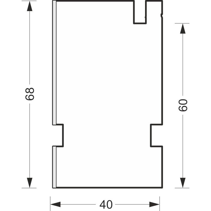 greenteQ Ablakpárkány csatlakozó szigetelőprofil ETICS-hez magas hőszigetelő 0,95 U-érték, 2350 x 40 x 60 mm, 1 mm PVC fehér az egyik oldalon, alkalma termékfotó BIGSKZ L