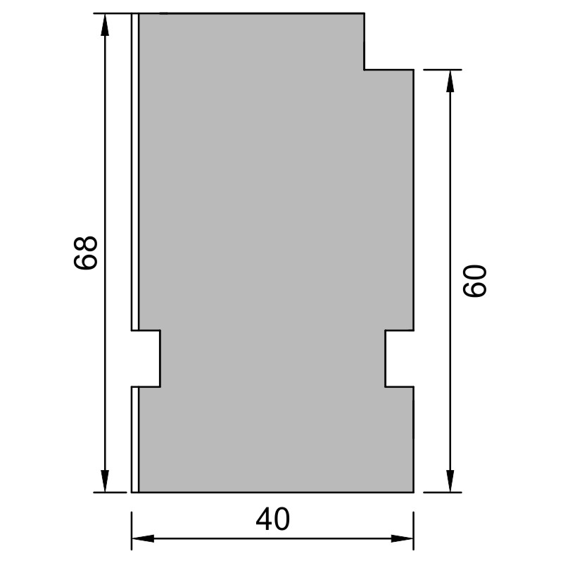 greenteQ Ablakpárkány csatlakozó szigetelőprofil, magas hőszigetelő 0,95 U-értékkel, 2350 x 40 x 60/68 mm, 1 mm PVC fehér az egyik oldalon, Gealan Lin termékfotó BIGSKZ L