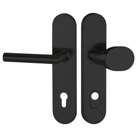 greenteQ Bejárati ajtó biztonsági ajtószett DG61.S216.ZA.ER.RAL9005.NSWK Rozsdamentes acél fekete matt RAL9005, távolság 92 mm PZ, négyszögletes orsó termékfotó