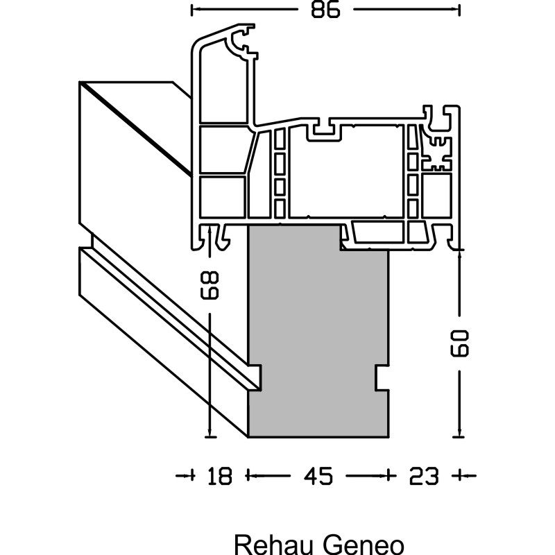 greenteQ Profilo isolante per raccordo davanzale per ETICS altamente isolante con valore U 0,84, 2350 x 45 x 60 mm, adatto per Rehau Synego foto del prodotto BIGANW L