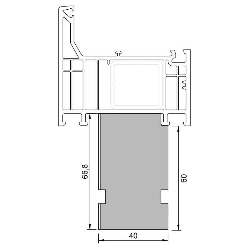greenteQ Profilo isolante di raccordo al davanzale, altamente isolante, valore U 0,95, 2350 x 40 x 60/67 mm, 1 mm PVC bianco su un lato, adatto per De foto del prodotto BIGANW L