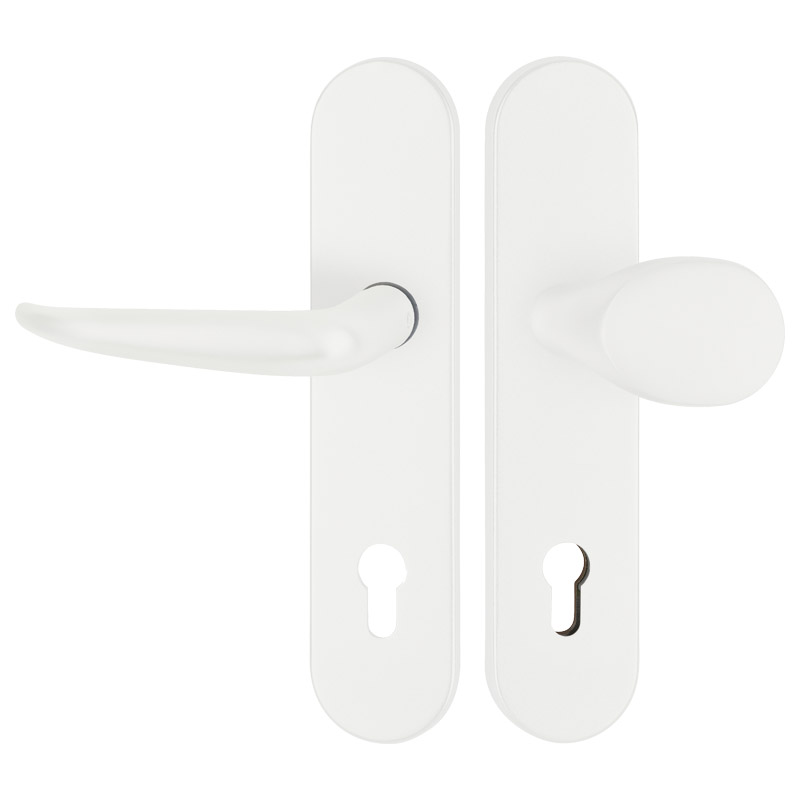 greenteQ set per porte d'ingresso DG65.S216.AL.RAL9016.NSWK Alluminio verniciato bianco opaco RAL9016, distanza 92 mm PZ, mandrino quadro 8/10 mm spes foto del prodotto BIGPIC L