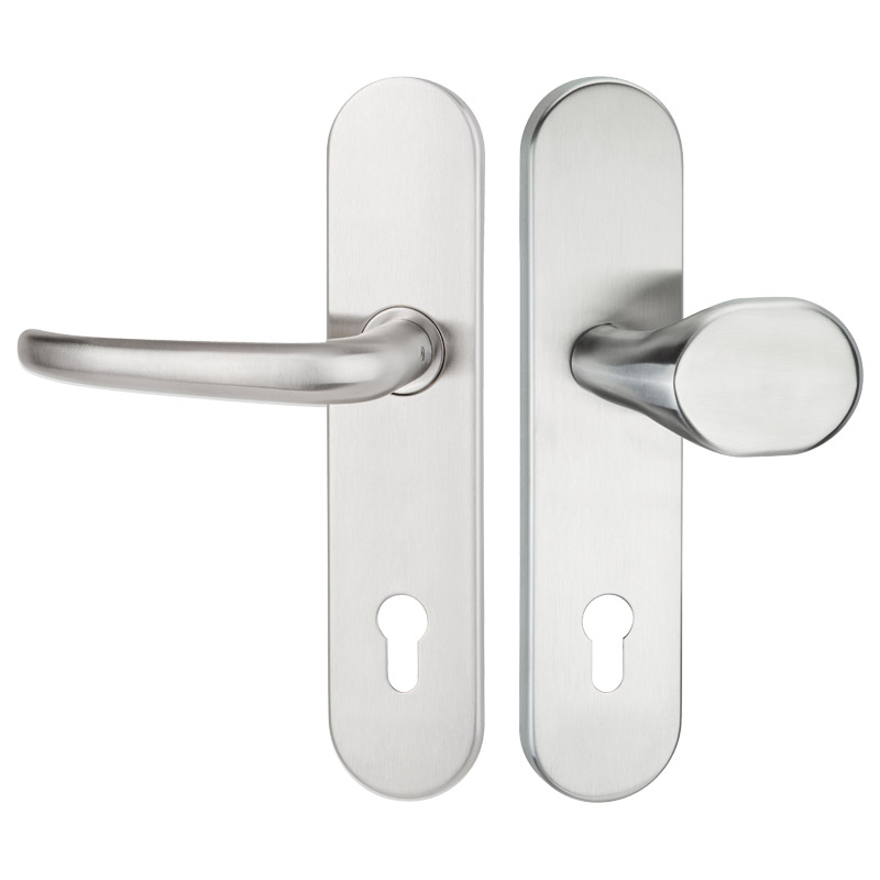 greenteQ set per porte d'ingresso - protezione antincendio - set cremonese DG65.FS.S216.ER.NS Acciaio inox finemente opaco, distanza 92 mm PZ, mandrin foto del prodotto BIGPIC L