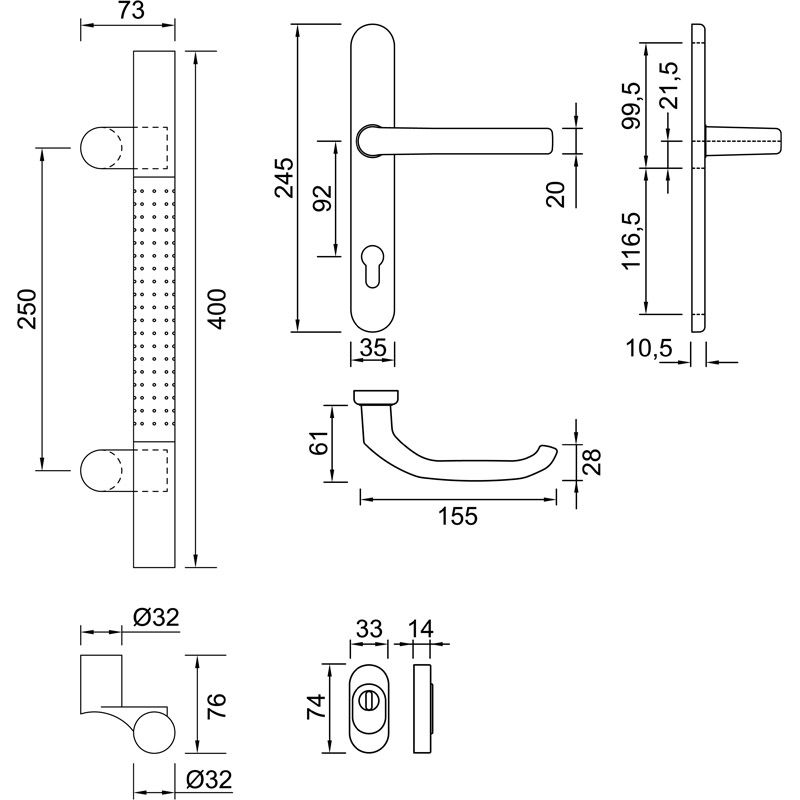 greenteQ maniglia porte interne TG14/DG58.216 in acciaio inox foto del prodotto BIGSKZ L