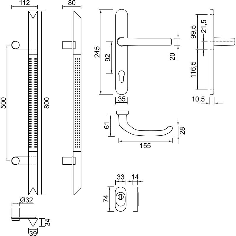 greenteQ maniglia porte interne acciaio inox TG15/DG58.216 foto del prodotto BIGSKZ L
