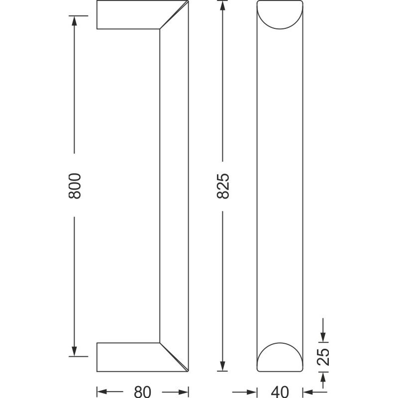 greenteQ maniglione TG31.ER.GSG 825/800/80 opaco fine incl. BA 15.EU H/K/A 2x45mm foto del prodotto BIGSKZ L