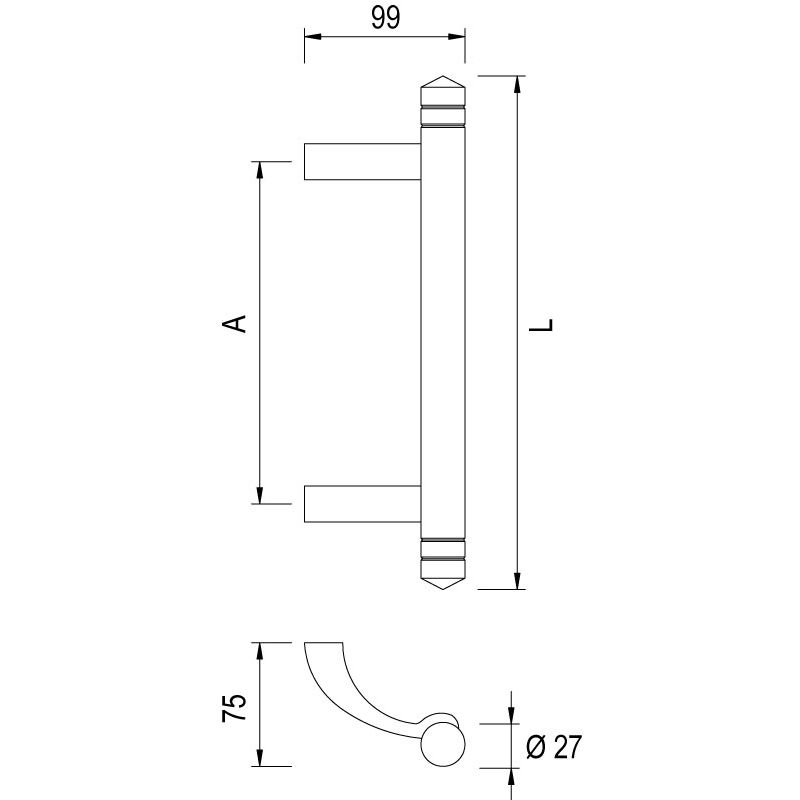 greenteQ maniglione TG191.ER.GKS 315/210 fine opaca foto del prodotto BIGSKZ L