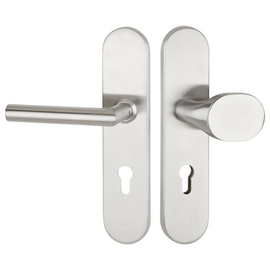 greenteQ Set di maniglie per porte d'ingresso DG61.S216.ER.NSWK Acciaio inox finemente opaco, distanza 72 mm PZ, quadro 8 mm Spessore porta 35-55 mm, foto del prodotto