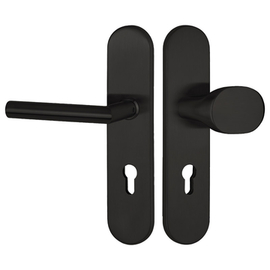 greenteQ Set di maniglie per porte d'ingresso DG61.S216.ER.RAL9005.NSWK Acciaio inox verniciato nero opaco RAL9005, distanza 72 mm PZ, quadro 8 mm spe foto del prodotto