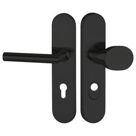 greenteQ Set di maniglie per porte d'ingresso DG61.S216.ZA.ER.RAL9005.NSWK Acciaio inox verniciato nero opaco RAL9005, interasse 72 mm PZ, quadro 8 mm foto del prodotto