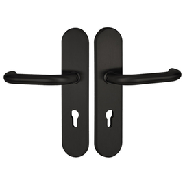 greenteQ Set di maniglie per porte d'ingresso DG60.S216.ER.RAL9005.NS acciaio inox verniciato nero opaco RAL9005, distanza 72 mm PZ, quadro 8 mm spess foto del prodotto