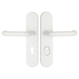 greenteQ Set di maniglie per porte d'ingresso DG60.S216.ZA.AL.RAL9016.NS Alluminio verniciato bianco traffico opaco RAL9016, interasse 72 mm PZ, quadr foto del prodotto