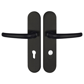 greenteQ Set di maniglie per porte d'ingresso DG65.S216.ZA.ER.RAL9005.NS acciaio inox verniciato nero opaco RAL9005, interasse 72 mm PZ, quadro 8 mm s foto del prodotto