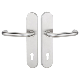 greenteQ set per porte d'ingresso antincendio/antipanico DG60.FS.AP.S216.ER.NS Acciaio inox satinato, interasse 92 mm PZ, perno quadro 9 mm spessore p foto del prodotto