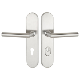 greenteQ Set di maniglie per porte d'ingresso DG61H.S216.ZA.ER.NS Acciaio inox opaco fine, interasse 72 mm PZ, quadro 8 mm spessore porta 36-53 mm, in foto del prodotto