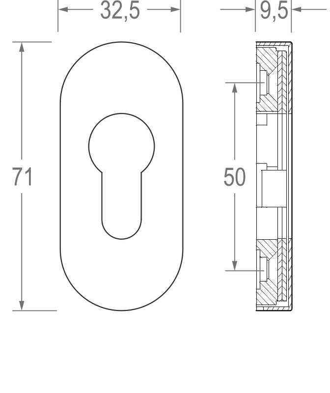 greenteQ Slankiojanti rozetė PZ ovali 9 mm AL F 1 produkto nuotrauka BIGSKZ L