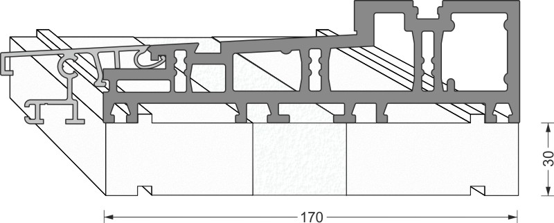 greenteQ onderbouwisolatieprofiel hefschuifdeur 2350x30/33x170, gefreesd, zonder PVC-coating voor het systeem Hautau Atrium Thermo Top 2 productfoto BIGANW L