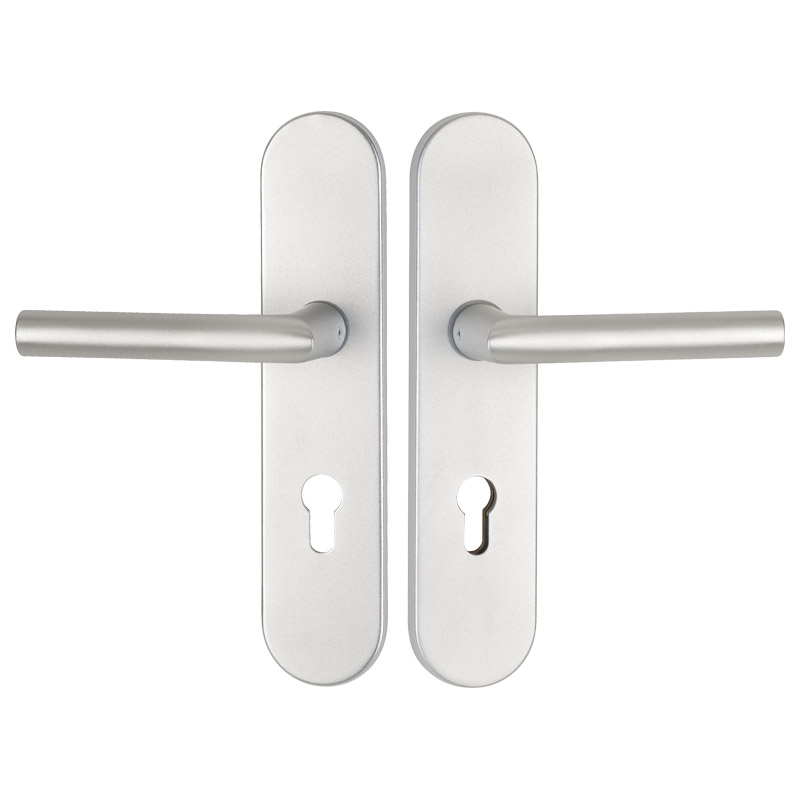 greenteQ DG61.S216.AL.F1.NS Deurkrukgarnituur voor woningtoegang DG61.S216.AL.F1.NS Aluminium zilverkleurig, afstand 72 mm PZ, vierkante as 8 mm deurd productfoto BIGPIC L