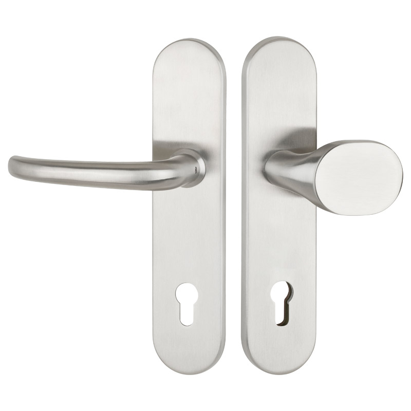 greenteQ veiligheidsdeurset voorportier DG65.S216.ER.NSWK Fijn mat roestvrij staal, afstand 92 mm PZ, vierkante as 8/10 mm T ürstärke 64-77 mm, incl. productfoto BIGPIC L