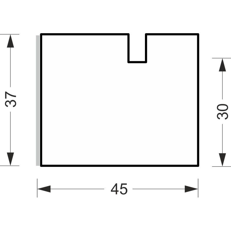 greenteQ Raamdorpelaansluiting isolatieprofiel, sterk isolerend 0,84 U-waarde, 2350 x 45 x 30 mm, 1 mm PVC wit aan één zijde, geschikt voor Aluplast I productfoto BIGSKZ L