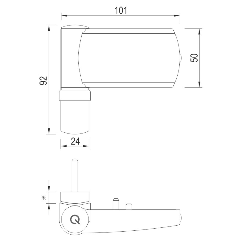 TB100.ZD.K 20mm body (18,5-21,5mm), RAL 9005 zwart, 30% glansgraad (glansgraad), Incl: Raam- en kozijndeel, 3 x afdekkappen, schroeven (schroefzakje), productfoto BIGSKZ L