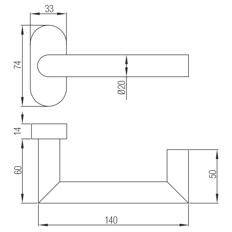 greenteQ greepgat deel inactief blad DG80H.FS.AP.ER.ORS.LT roestvrij staal fijn mat, vierkante spindel voor 9 mm productfoto BIGSKZ L
