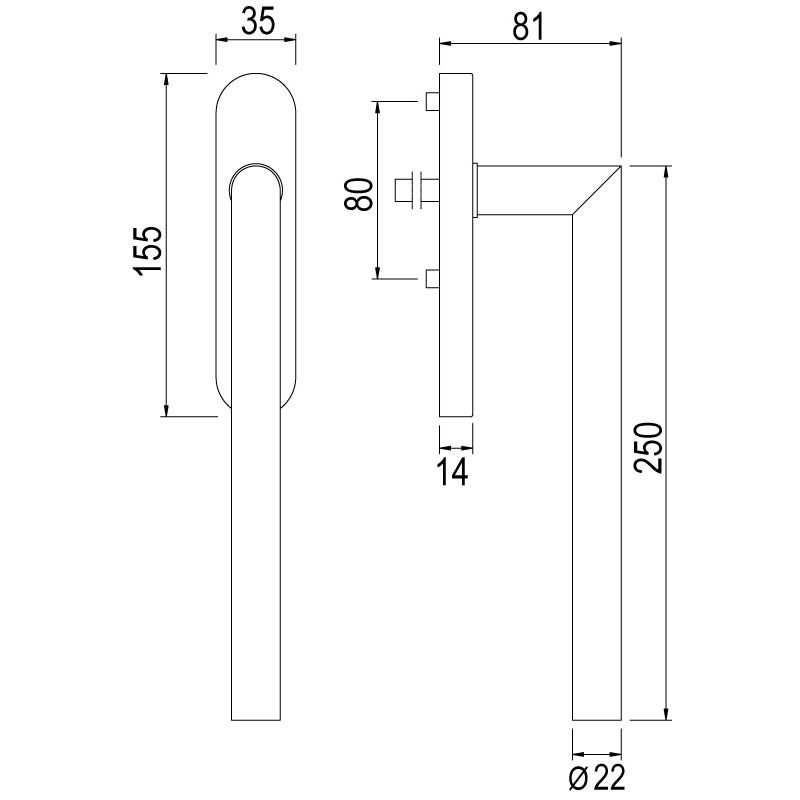greenteQ hefschuifgreep HSTG 61.ER - incl. schroeven productfoto BIGSKZ L