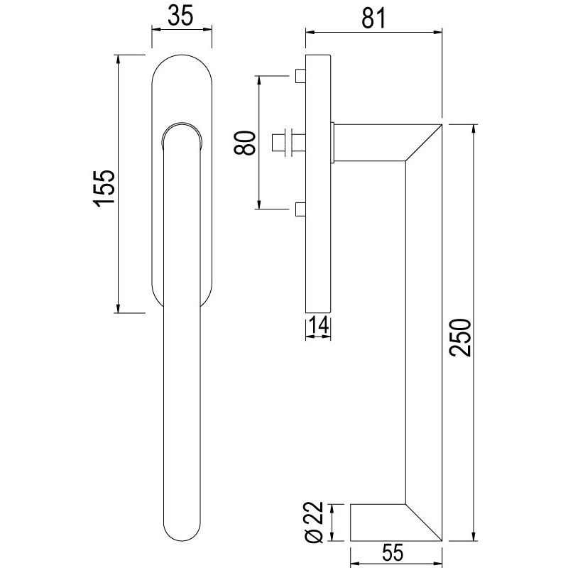 greenteQ hefschuifgreep HSTG 80.ER - incl. schroeven productfoto BIGSKZ L