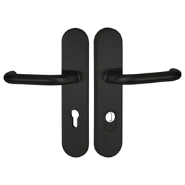greenteQ Appartement voordeur veiligheidskrukgarnituur DG60.S216.ZA.ER.RAL9005.NS Roestvast staal zwart gecoat mat RAL9005, afstand 72 mm PZ, vierkant productfoto