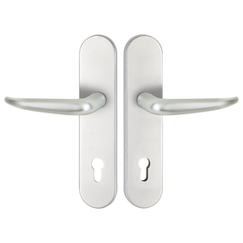 greenteQ Ingangsdeurkrukgarnituur DG65.S216.AL.F1.NS Aluminium zilverkleurig, afstand 92 mm PZ, vierkante as 8/10 mm deurdikte 60-80 mm, incl. draadsc productfoto